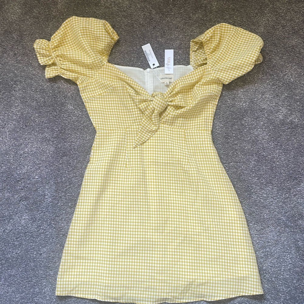Yellow and white checkered sun dress